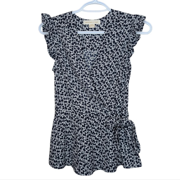 Monteau Women's Small Navy and White  Pattern Sleeveless Faux Tie Front Blouse - Picture 1 of 10